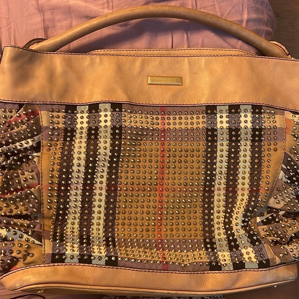 Burberry
Burberry Beige House Check Canvas and
Leather Pleated Studded Hobo - Picture 8 of 8